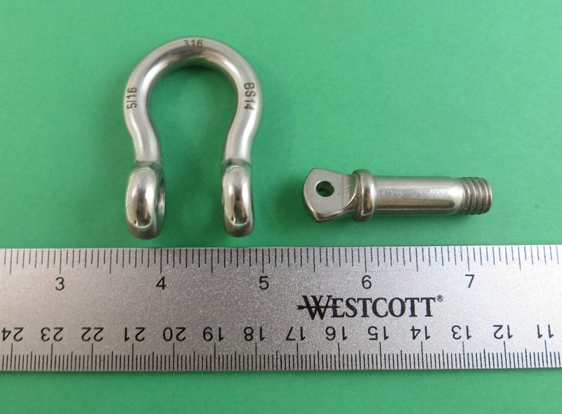 US Stainless 4 Foot Stainless Steel 316 Anchor Chain 1/4" (6mm) by 4 Foot with 2 Stainless Steel Oversized Shackles - Boat - Image 3